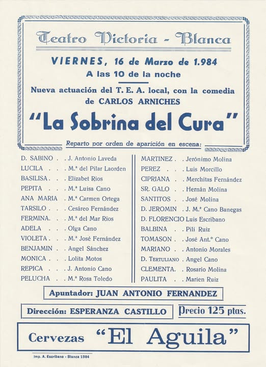 TAL DIA COMO HOY PERO EN BLANCA (MURCIA) EN 1984