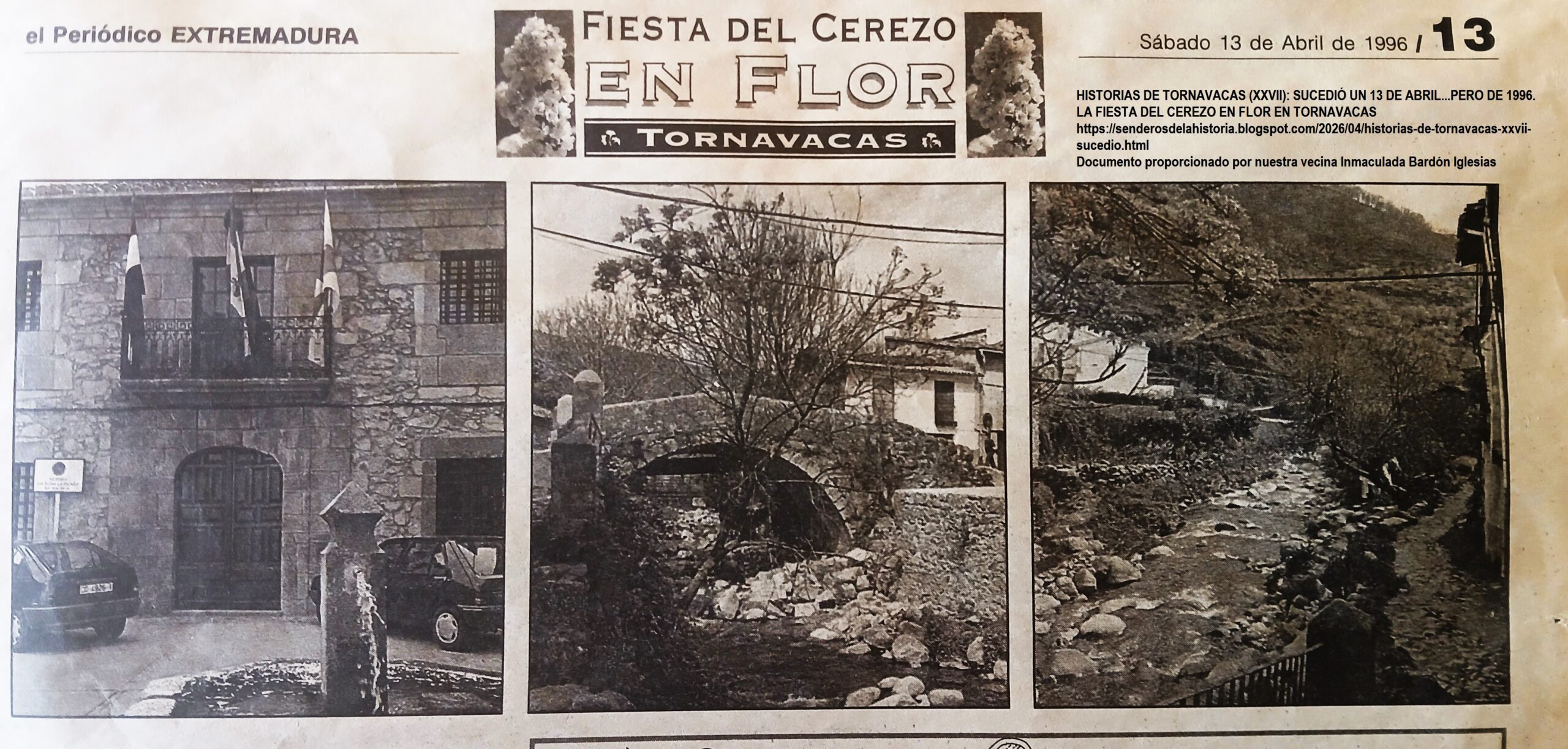 SUCEDIÓ UN 13 DE ABRIL…PERO DE 1996. LA FIESTA DEL CEREZO EN FLOR EN TORNAVACAS.