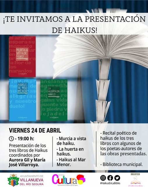 VIERNES 24 DE  ABRIL PRESENTACIÓN DE TRES LIBROS EN VILLANUEVA DEL RÍO SEGURA