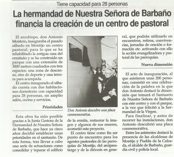 VEINTICINCO AÑOS DEL CENTRO PASTORAL NTRA. SEÑORA DE BARBAÑO.