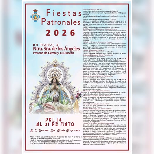PROGRAMA RELIGIOSO DE LAS FIESTAS PATRONALES DE GETAFE.