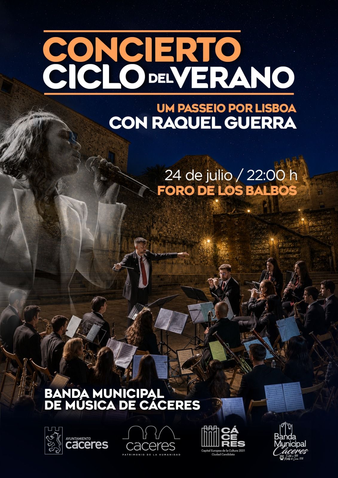 LA BANDA MUNICIPAL DE MÚSICA TRAE A CÁCERES LOS SONIDOS DE LISBOA EN SU GRAN CONCIERTO DE VERANO