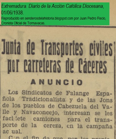 HISTORIAS DE LA CEREZA EN EL JERTE (II): LA INCIDENCIA DE LA GUERRA CIVIL EN LA RECOLECCIÓN DE LA CEREZA (I). LAS CAMPAÑAS DE 1937 Y 1938.