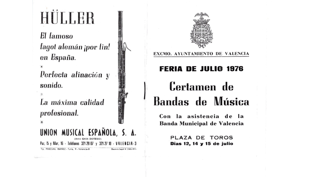 LA UNIÓN MUSICAL CASINENSE EN EL CERTAMEN DE BANDAS DE MÚSICA DE VALENCIA DE 1976