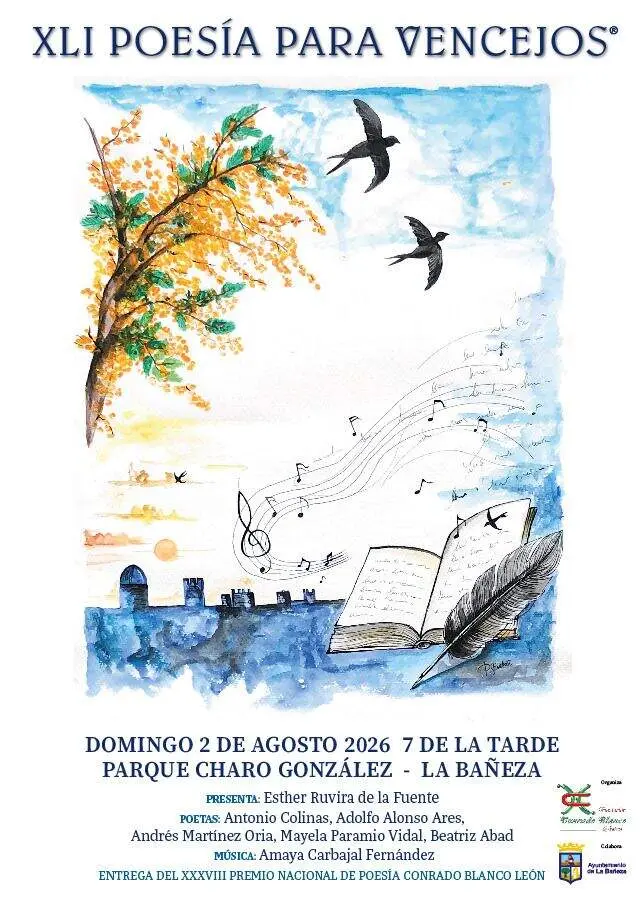 LA BAÑEZA CELEBRA ESTE DOMINGO LA XLI EDICIÓN DE ‘POESÍA PARA VENCEJOS’ CON ANTONIO COLINAS COMO GRAN REFERENTE