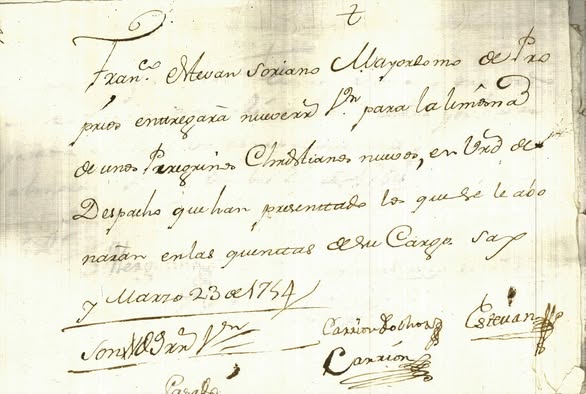 LIMOSNAS A CRISTIANOS NUEVOS EN SAX EN 1754.