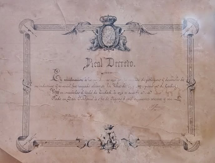 EL REY ALFONSO XII CONCEDE EL TÍTULO DE CIUDAD A CHICANA DE LA FRONTERA