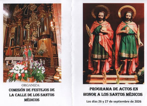 PROGRAMA DE ACTOS EN HONOR A LOS SANTOS MÉDICOS.