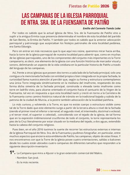FIESTAS PATRONALES 2026 DE PATIÑO EN HONOR A NTRA. SRA. DE LA FUENSANTA