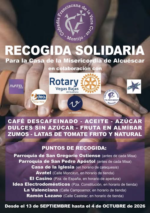 RECOGIDA SOLIDARIA PARA LA CASA DE LA MISERICORDIA DE ALCUÉSCAR