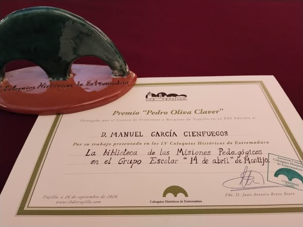 PREMIO EN LOS LV COLOQUIOS HISTÓRICOS DE EXTREMADURA
