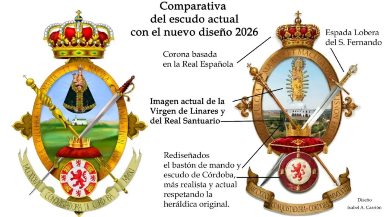 LA HERMANDAD DE LINARES RENUEVA SU ESCUDO PARA INCORPORAR LA IMAGEN ACTUAL DE LA VIRGEN