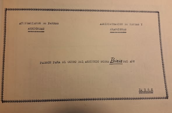UN TOTAL DE 657 BICICLETAS ESTABAN REGISTRADAS EN EL CONCEJO DE PARRES EN EL AÑO 1960
